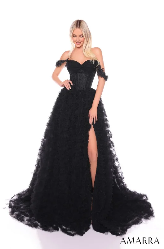 Amarra 88152 Long Formal A Line Slit Evening Prom Dress