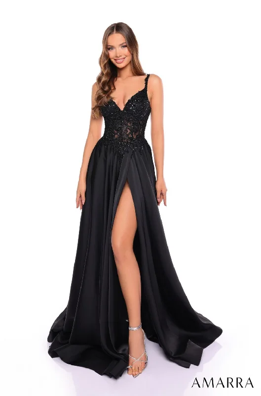 Amarra 88128 Beaded Long Formal Slit Prom Dress