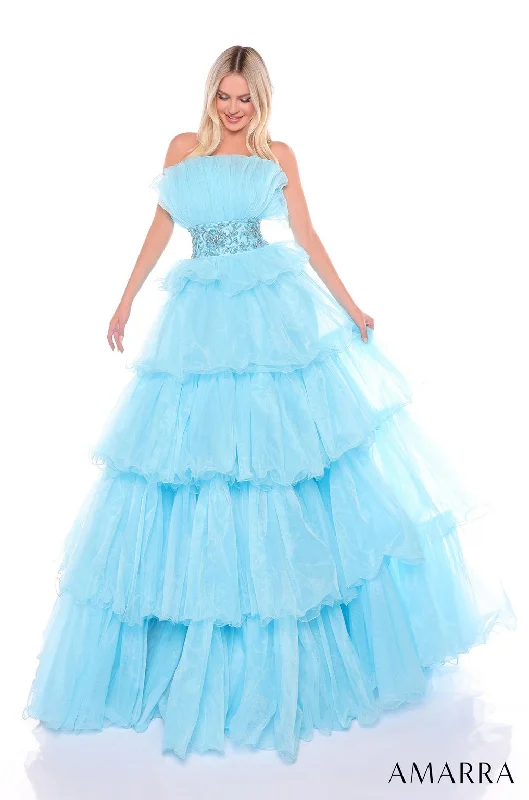 Amarra 88083 Long Ball Gown Ruffled Formal Prom Dress