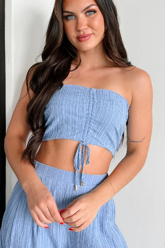 Sizzling Summer Ruched Bandeau Top (Lotus Blue)