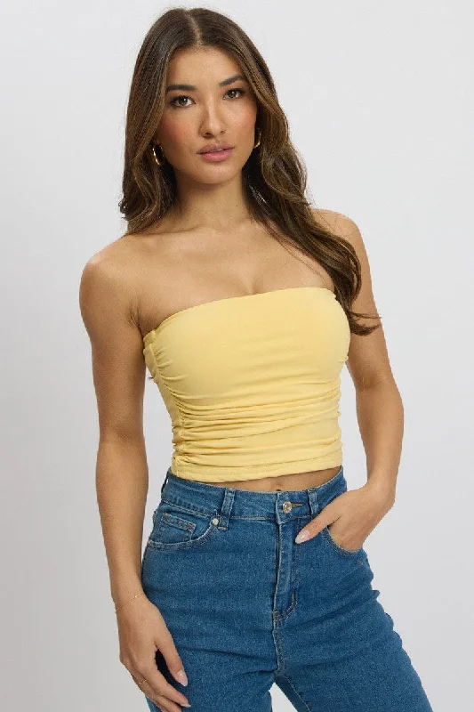 Yellow Bandeau Top Side Rushed Supersoft