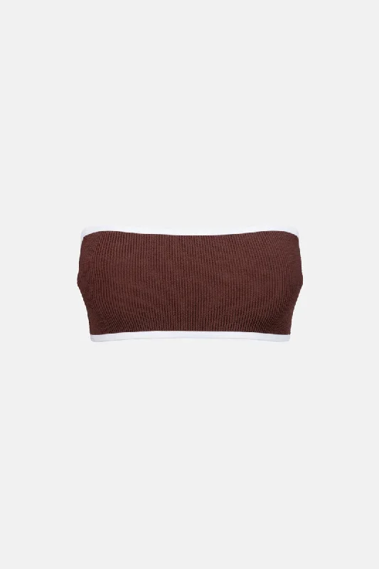 Essential Rib Contrast Bandeau Top Cafe