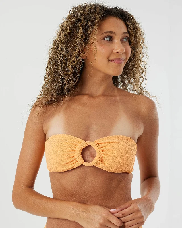 Aruba Convertible Bandeau Bikini Top - Papaya