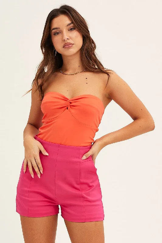 Orange Bandeau Top Boob Tube Twist