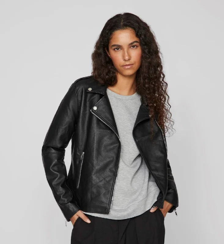 VICARA FAUX LEATHER JACKET BLACK