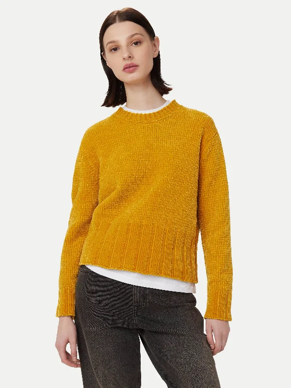 The Velvet Crewneck Sweater  in Mustard