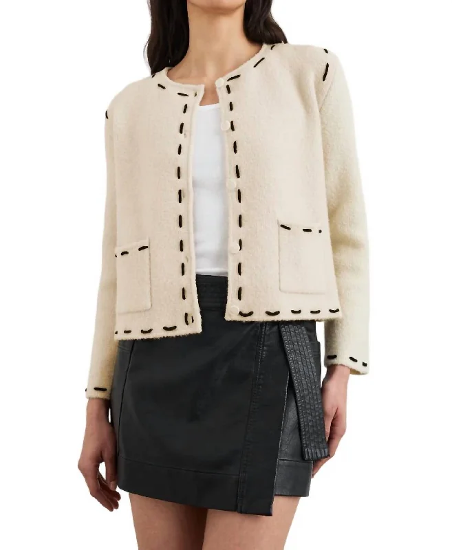 Cropped Silhouette Cardigan In Ivory