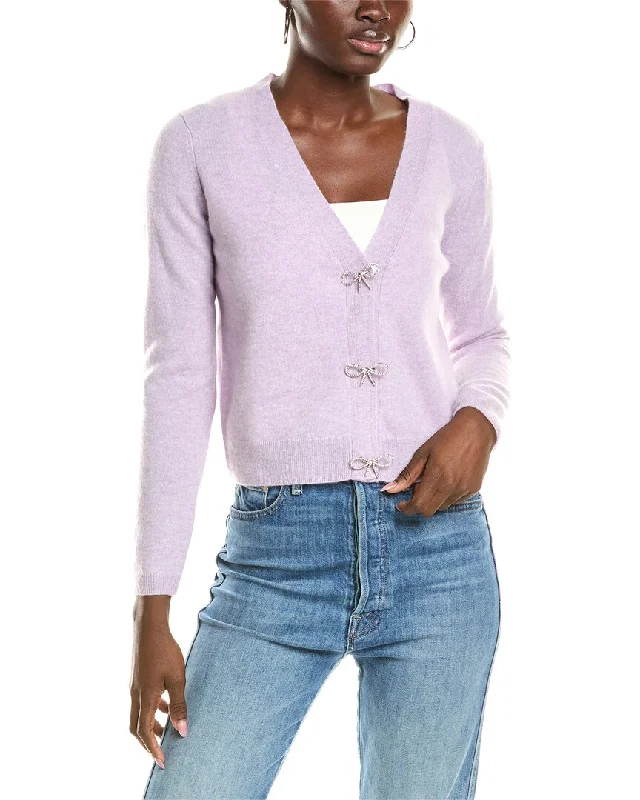 sofiacashmere Crystal Bow Cashmere Cardigan