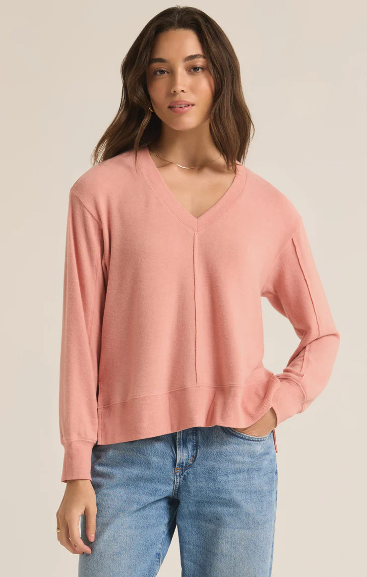 Wilder V-Neck Long Sleeve (Rose)