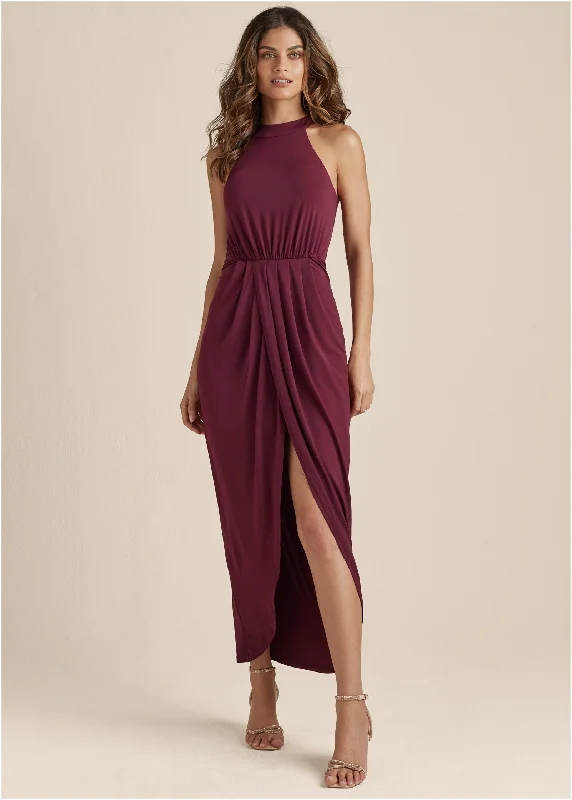 Drape Maxi Dress - Wine