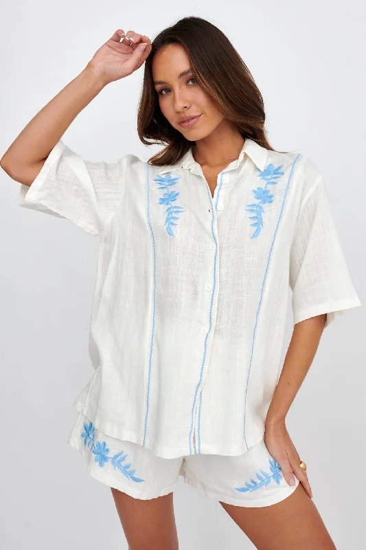 Jeni Embroidered Detail Shirt White