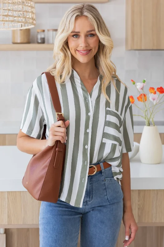 Melrose Shirt Khaki Stripe