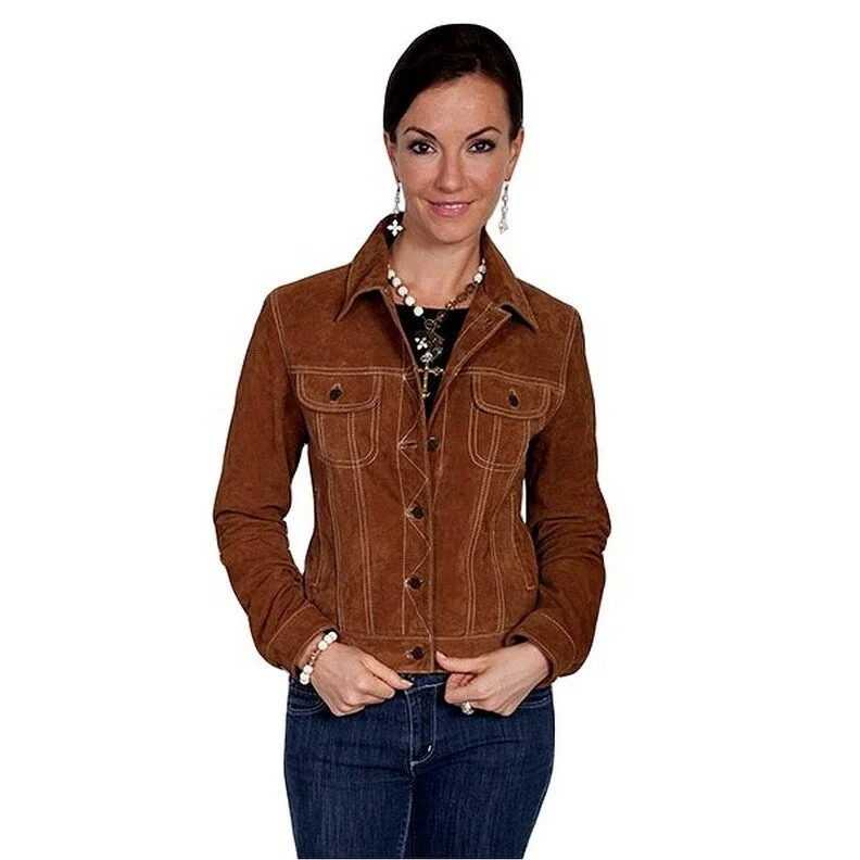 Scully Western Jacket Womens Boar Suede Denim Button Lined F0_L107