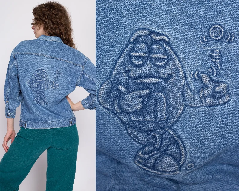 90s M&Ms Embossed Denim Jacket - Petite Small to Medium