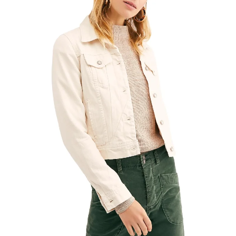 Free People Womens Rumors Short Casual Denim Jacket