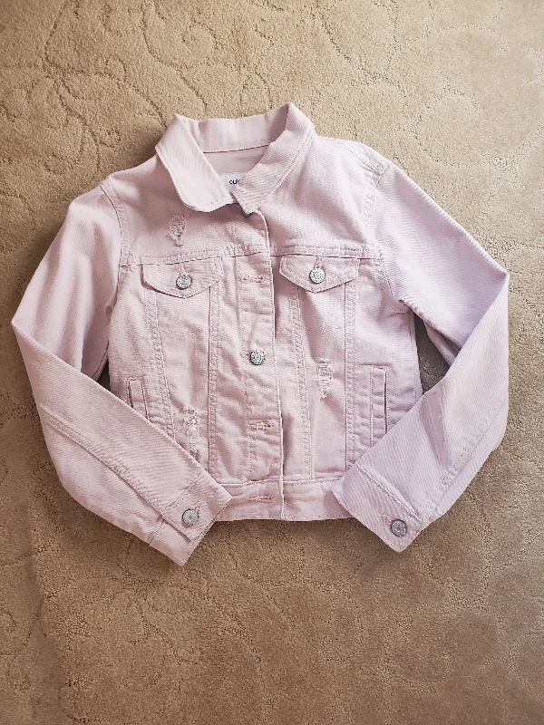 Pink distressed denim jacket  7-8