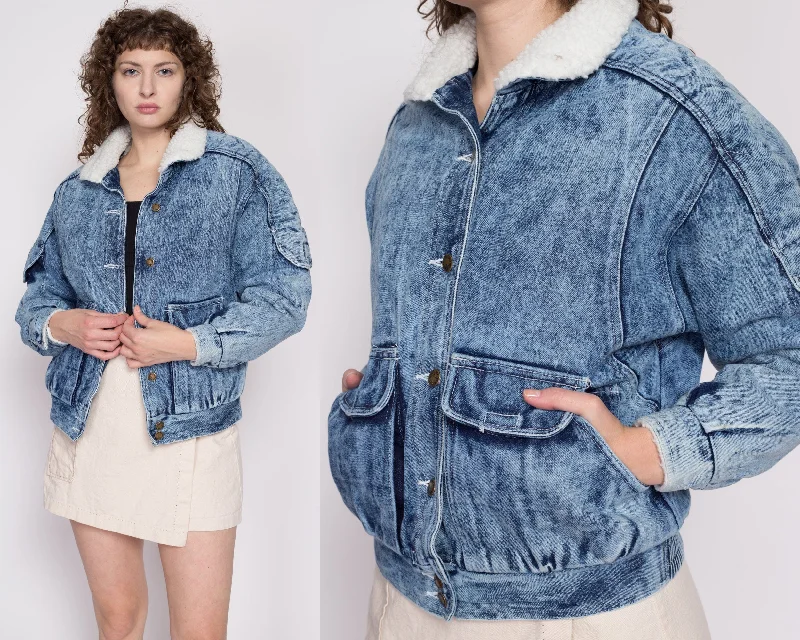 Medium 80s Acid Wash Denim Sherpa Jacket