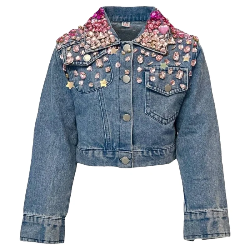 SPARKLE QUEEN OMBRÉ GEM DENIM JACKET