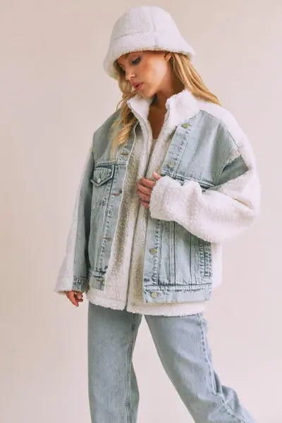 Loose Fit Sherpa Denim Jacket