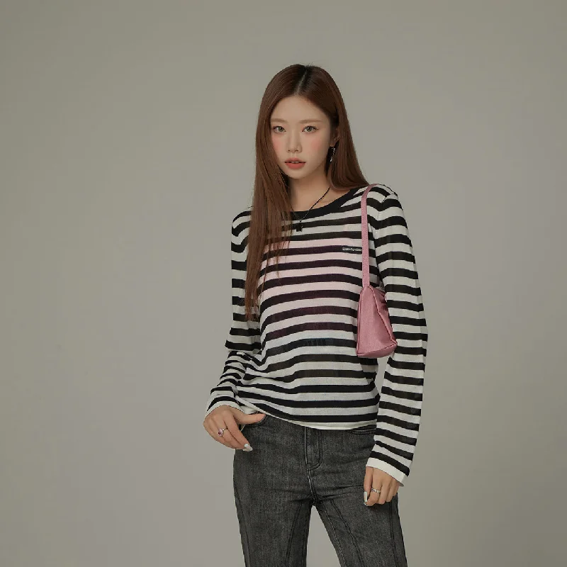 Stripe Knit Long Sleeve Top