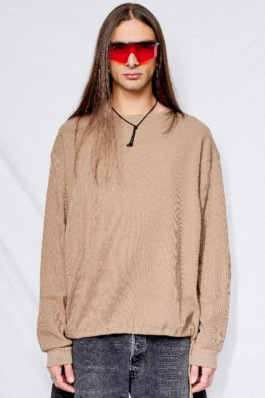 Sand Thermal Knit Long Sleeve Tee