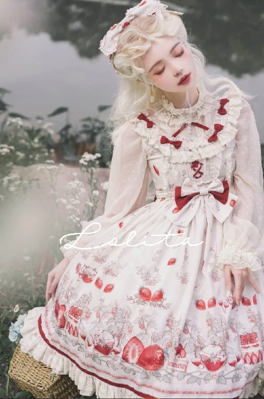 (BuyForMe) Bodhi Lolita~Strawberry Fruit Tea~Chiffon Long Sleeve Sweet Lolita Blouse