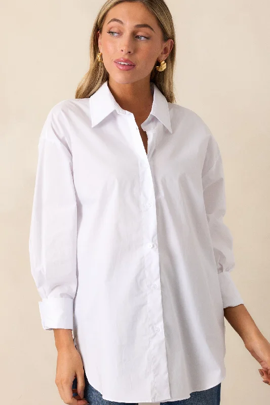 Came Prepared 100% Cotton White Long Sleeve Button Front Top