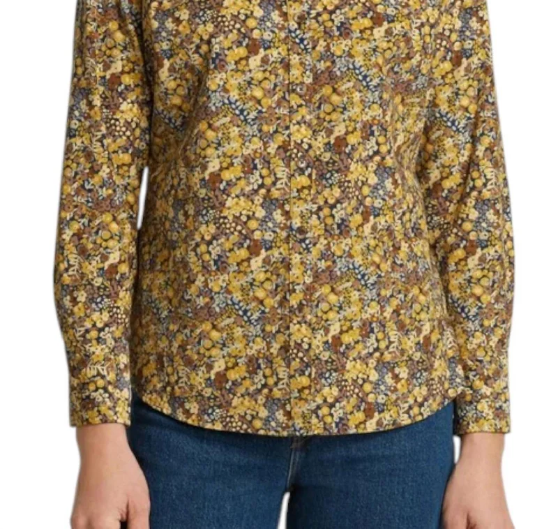 Mary Cord Long Sleeve Top In Ditsy Floral