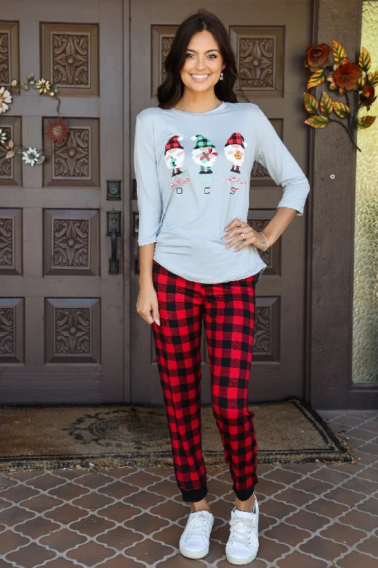 Amanda Blu & Co Christmas Gnome Naughty, Nice And I Can Explain Ladies Pajama Jogger Set