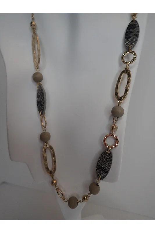 Emma Gold And Snakeskin Long Necklace Set