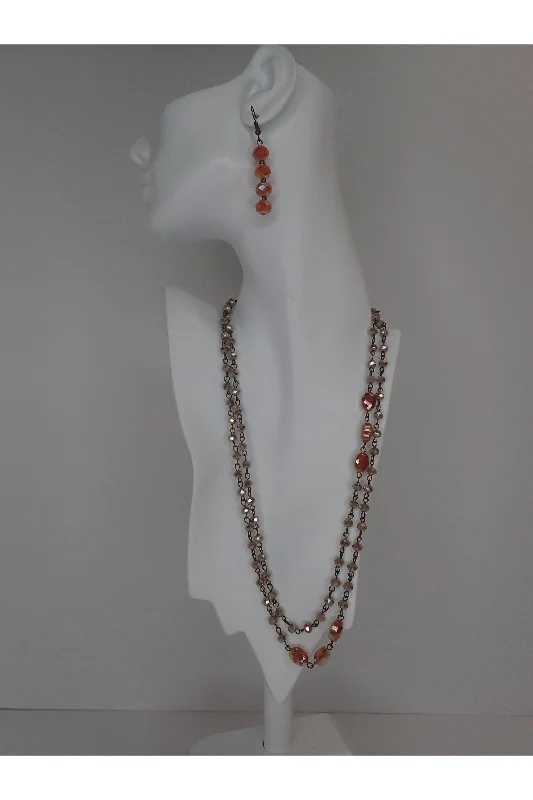 Emma Peaches And Cream Beaded Necklace Set