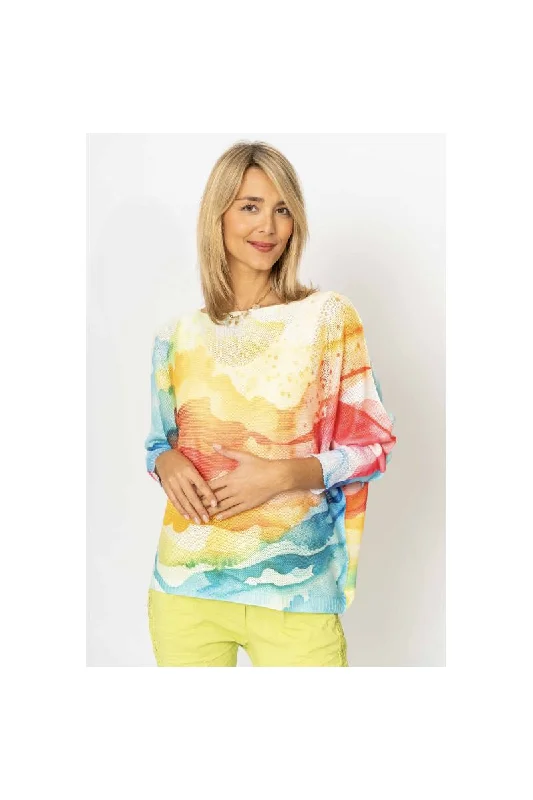 Look Mood Summer Sunset Batwing Sweater In Turquoise