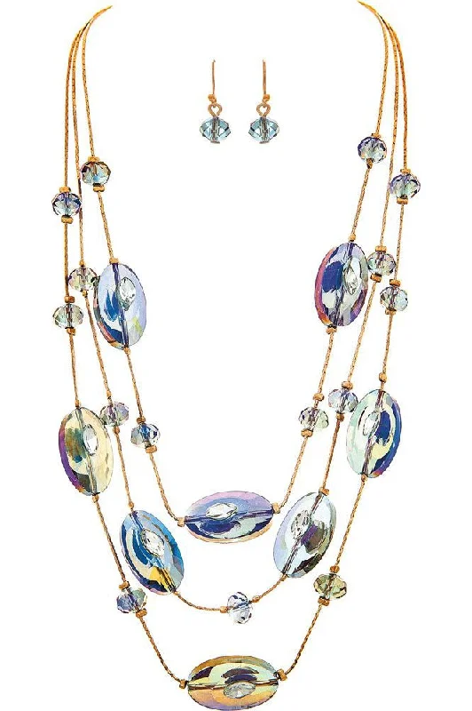 Rain Jewelry Gold Glass Peacock Eye Bead Necklace Set