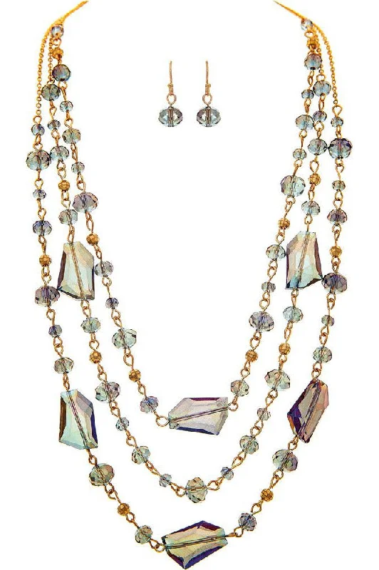 Rain Jewelry Gold Purple Peacock Abstract Bead Necklace Set