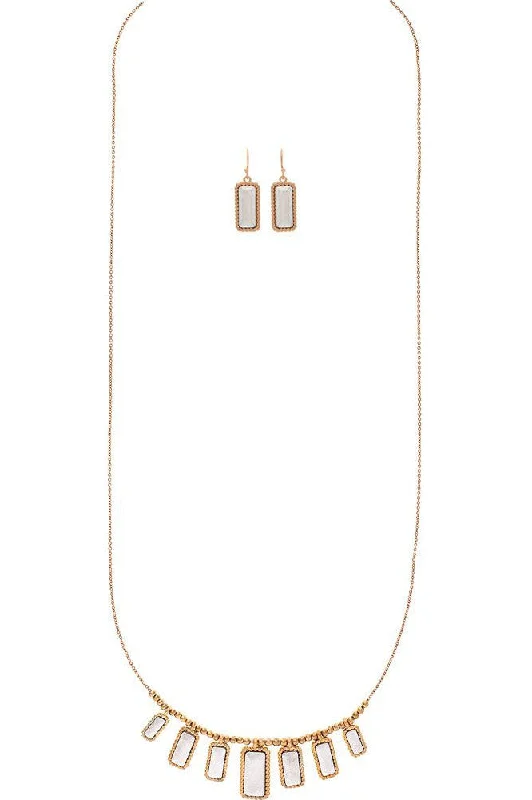 Rain Jewelry Two Tone Gold Framed Drops Necklace Set