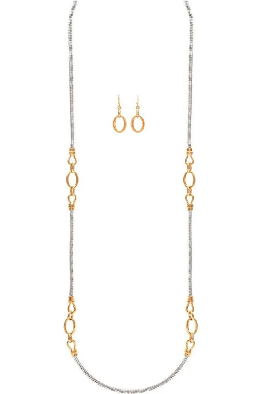 Rain Jewelry Two Tone Gold Links Silver Snake Necklace Set